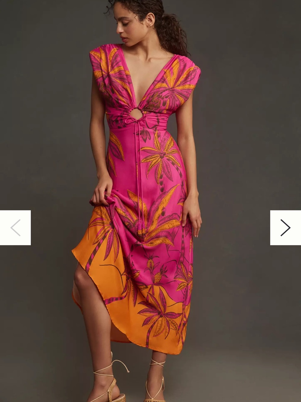 FARM Rio Pink and Orange Tropical Midi Dress - Picture 3 of 5
